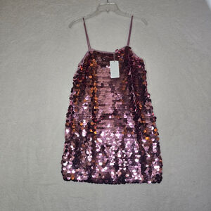 A New Day Pink Sequin Mini Dress Women’s S NWT Sparkly Party Holiday Slip Dress
